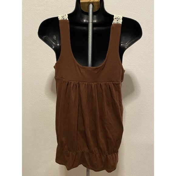 Decree Womens Size Medium Halter Top Wide Crocheted Halter Brown - Picture 8 of 10